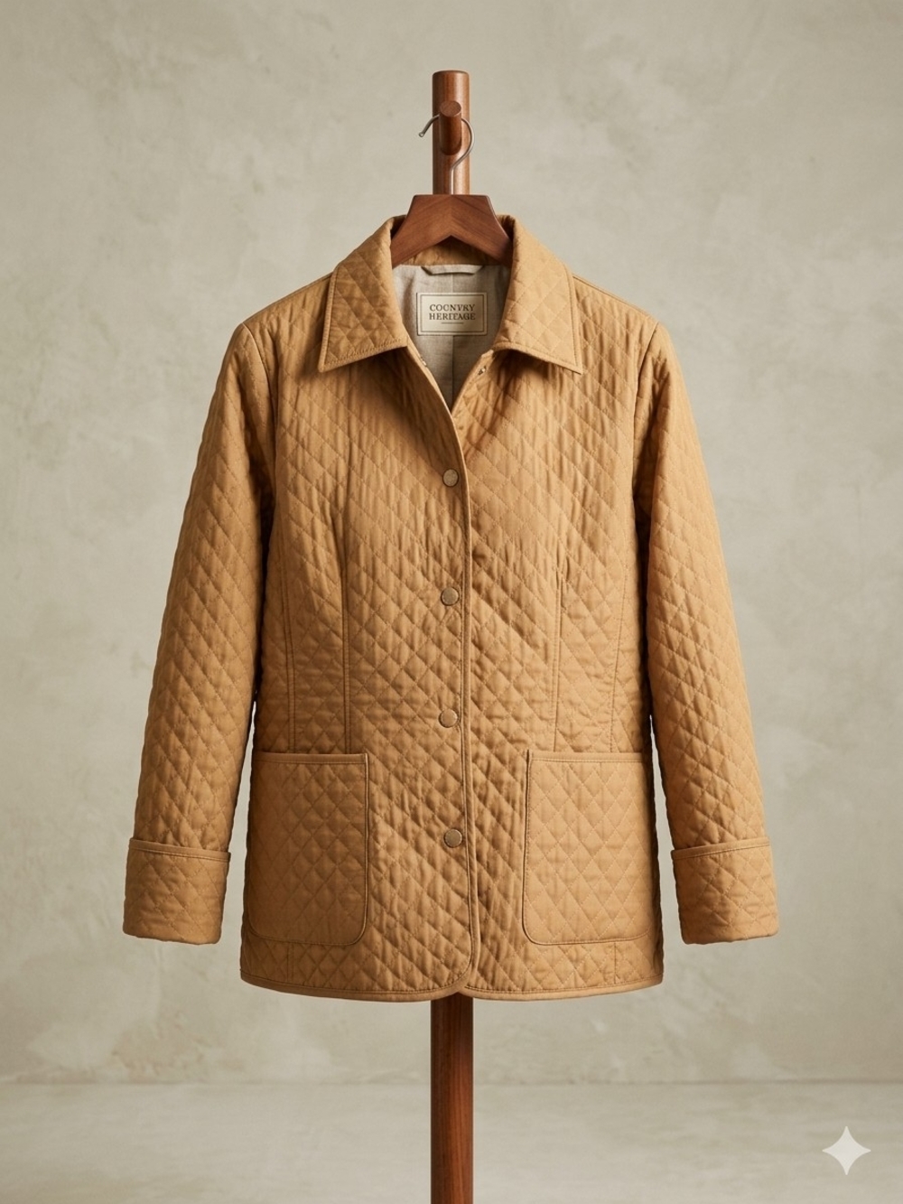 Quilted Tan Puffer Jacket - Women's